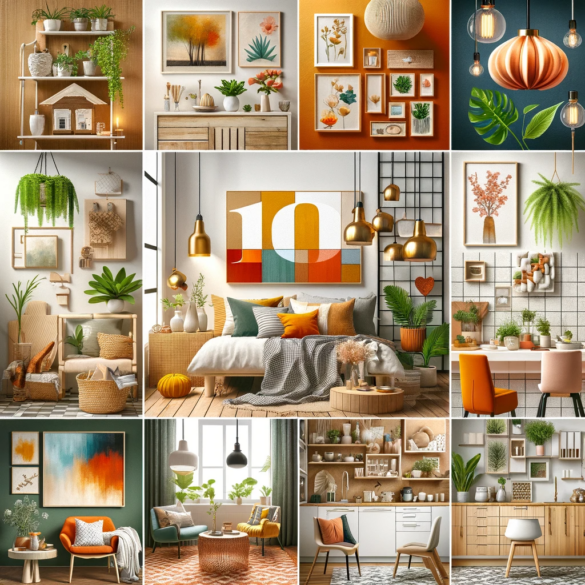 DALL·E 2024 01 10 12.14.03 A creative and inspiring image showcasing 10 budget friendly home makeover ideas that make a big impact. The image features a collage of different hom